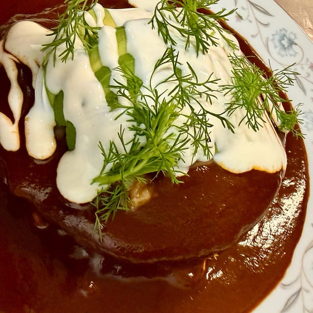 Chicken mole enchilada.